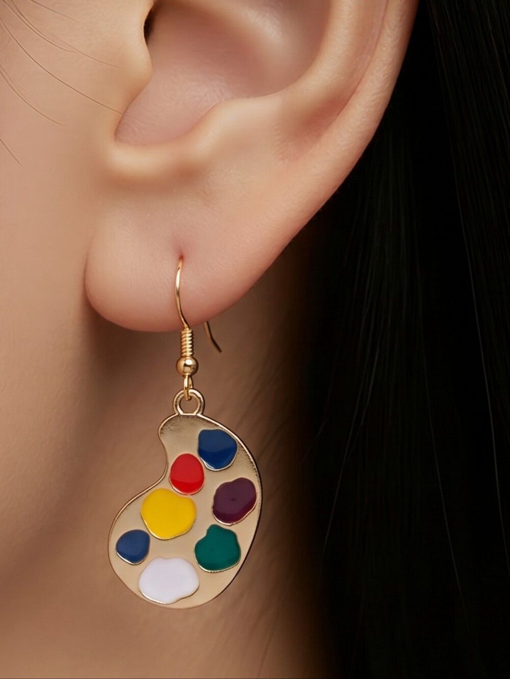 Artist Paint Palette Brush Earrings Mismatched Dangle Teacher Art Jewelry NWT